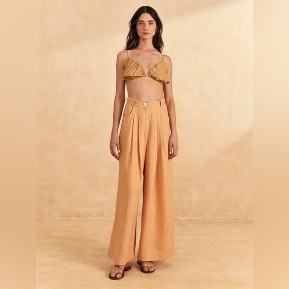 FARM Rio Pants - 🏷️🔖 NWT FARM Rio Linen Dark Sand Top + Pants Set